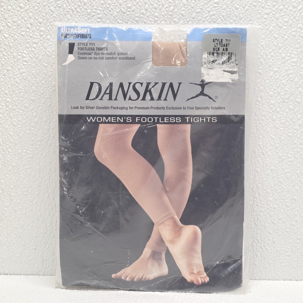 Danskin Womens Footless Tights Size A Light Toast Style 711